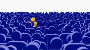 Title image showing a single yellow person standing out in a sea of blue people